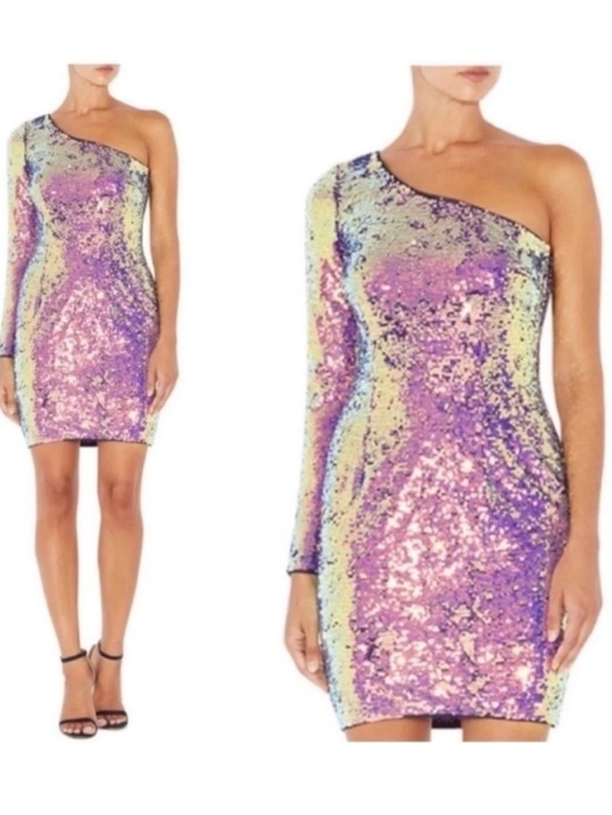 Aidan Mattox Dresses & Skirts - Aidan Mattox Iridescent Sequin One Shoulder Mini Cocktail Dress NWT